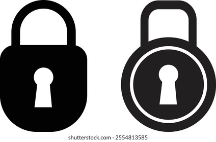 Lock icon set in two shapes isolated on white background . Padlock icon . Security symbol icon vector