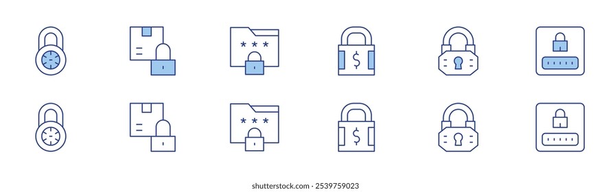 Lock icon set in two styles, Duotone and Thin Line style. Editable stroke. lock, login, padlock, protection.