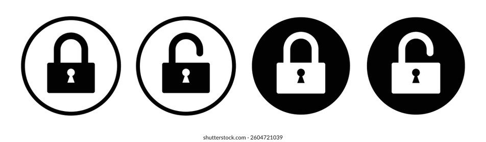  Lock icon set. Lock and unlock icon set fill and stroke. Lock and unlock icon collection. Set of open and close. Locked and unlocked vector icon set. Lock symbol, unlock, icons.