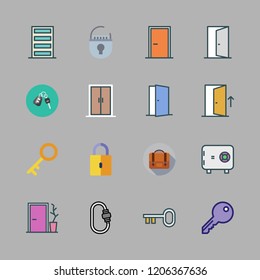 lock icon set. vector set about padlock, briefcase, safebox id and car key icons set.