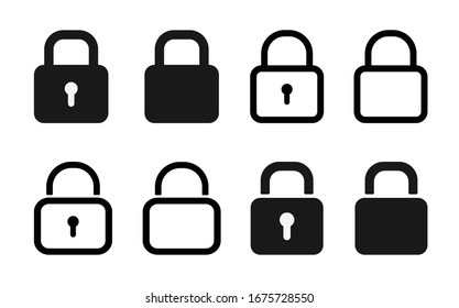 Lock Icon Set Vector Illustration. Flat Lock Icon