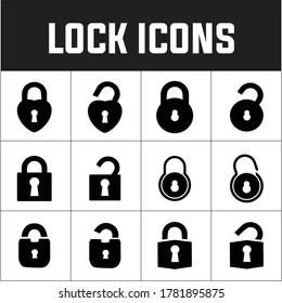 Lock Icon Set Vector Illustration. EPS 10.