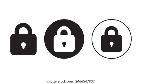 Lock icon set vector in three styles isolated on white background . Padlock icon