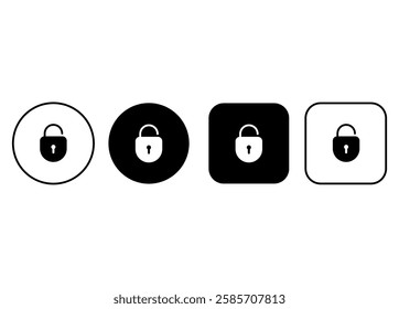 Lock icon set. Web buttons with opened padlock silhouette. Lock symbols
