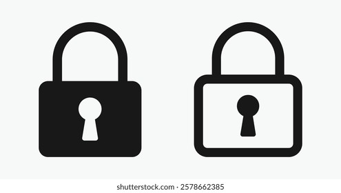 Lock icon set with white background. Includes locked and unlocked icons. security symbol.