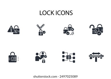 Conjunto de iconos de bloqueo. Vector. Movimiento editable. signo de estilo lineal para uso Diseño web, logotipo. Ilustración de símbolo.