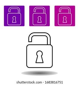 lock icon. Simple line vector of Web purple color set for UI and UX, website or mobile application