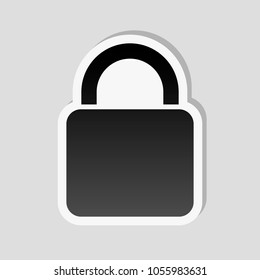 lock icon. Sticker style with white border and simple shadow on gray background