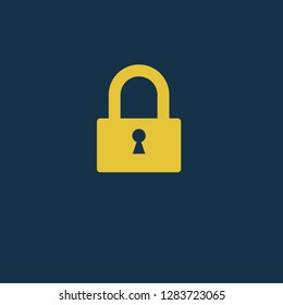 Lock icon, lock symbol. Flat vector sign isolated on blue background. Simple vector illustration for graphic and web design.