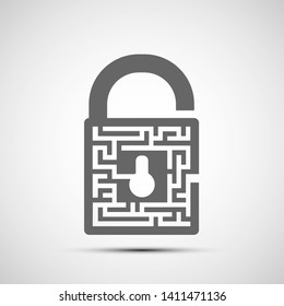 Lock icon symbol with keyhole and a maze. Vector logo.