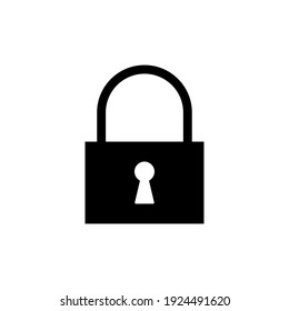 Lock icon symbol with keyhole. Padlock sign. Security access logo. Vector illustration image. Black silhouette isolated on white background.