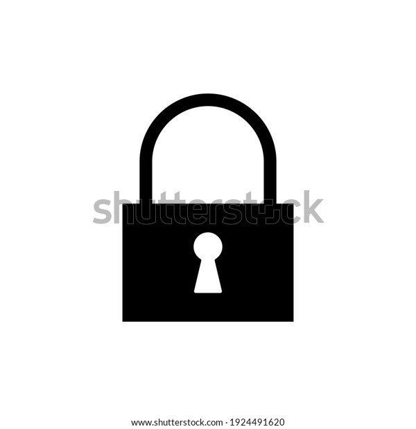 Lock icon symbol with keyhole. Padlock sign.
Security access logo. Vector illustration image. Black silhouette
isolated on white
background.