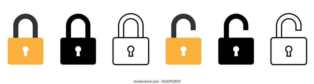 Lock icon symbol set simple design