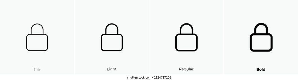 lock icon. Thin, Light Regular And Bold style design isolated on white background