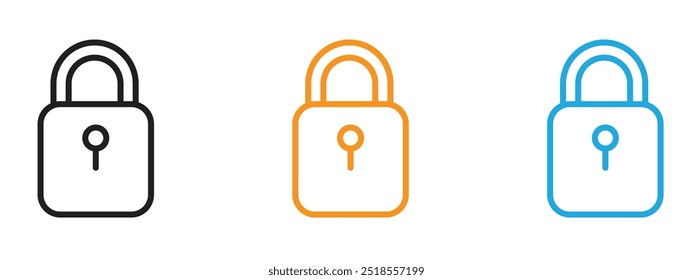 Lock icon Thin line illustration set