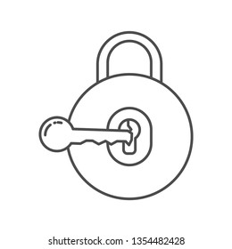 Lock Icon thin line vector in white background