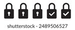 Lock icon, lock with tick, lock check mark, security icon.