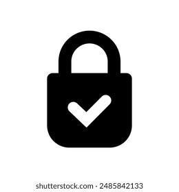 Lock icon, lock with tick, lock check mark, security icon.