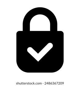 Lock icon, lock with tick, lock check mark, security icon.