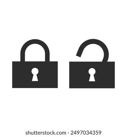 Icono de la cerradura en estilo plano de moda aislado en fondo gris. Símbolo de seguridad para su diseño de Sitio web, logotipo, App, interfaz de usuario. Ilustración vectorial.