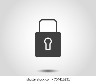 Lock Icon In Trendy Flat Style Isolated On Grey Background. Security Symbol For Your Web Site Design, Logo, App, Ui. Vector Illustration, Eps10.