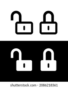 Icono de bloqueo. Bloquear y desbloquear iconos configurados. Padlock abierto y cerrado. Símbolo de protección. Pictograma vectorial aislado sobre fondo blanco.