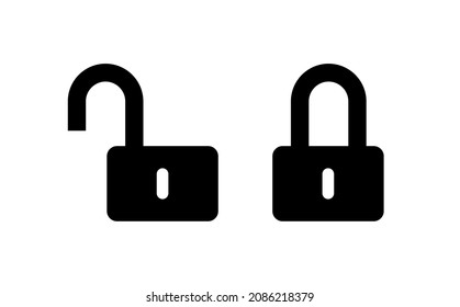 Icono de bloqueo. Bloquear y desbloquear iconos configurados. Padlock abierto y cerrado. Símbolo de protección. Pictograma vectorial aislado sobre fondo blanco.
