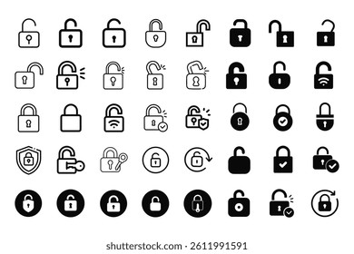 Lock Icon, Unlock Icon, Lock Unlock Icon Vector