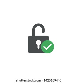Lock icon unlocked on white background, flat trendy design. Symbol of security for your site, mobile application, user interface. Vector illustration