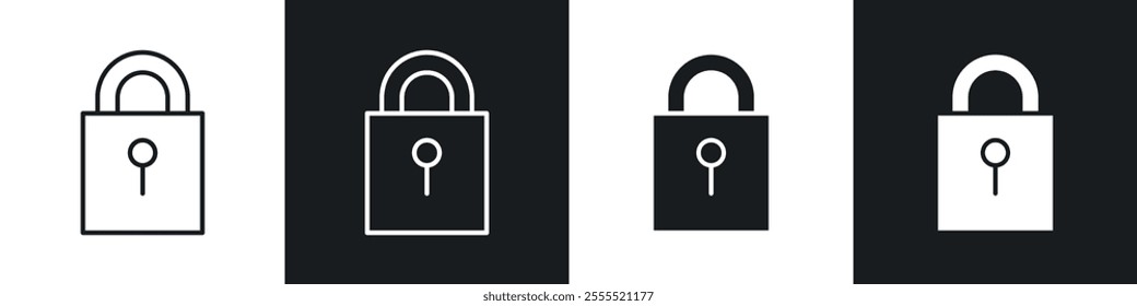 Lock icon vector collection in black and white.