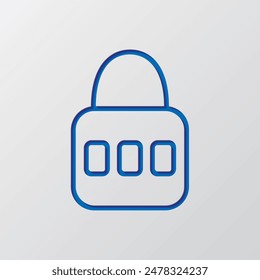 Lock icon vector Flat design. Paper cut design. Cutted blue symbol with shadow. Gray background.ai