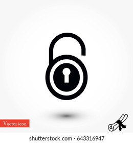 lock icon vector, flat design 