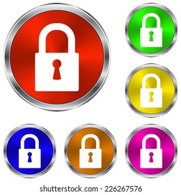 lock icon - vector glossy colourful buttons