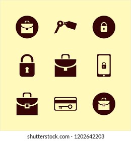 lock icon. lock vector icons set key card, key tag, briefcase and lock