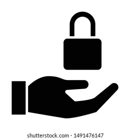 Lock Icon, Vector Illustration, Business Glyph