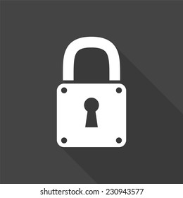 lock icon - vector illustration with long shadow isolated on gray 