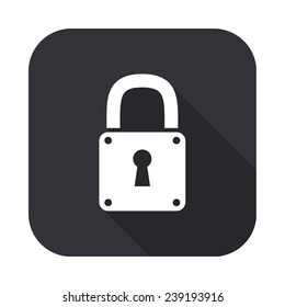 lock icon - vector illustration with long shadow isolated on gray
