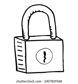 Lock icon. Vector illustration of a metal lock. Hand drawn lock.