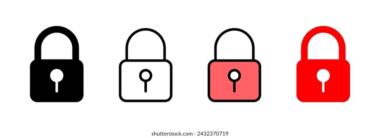 Symbolvektordarstellung sperren. Vorhängeschloss und Symbol. Verschlüsselungssymbol. Sicherheitssymbol