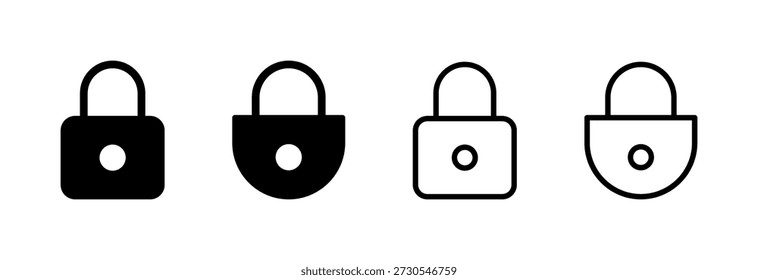 Ilustração vetorial de ícone de bloqueio. Símbolo e sinal de cadeado. Ícone de criptografia. Símbolo de segurança