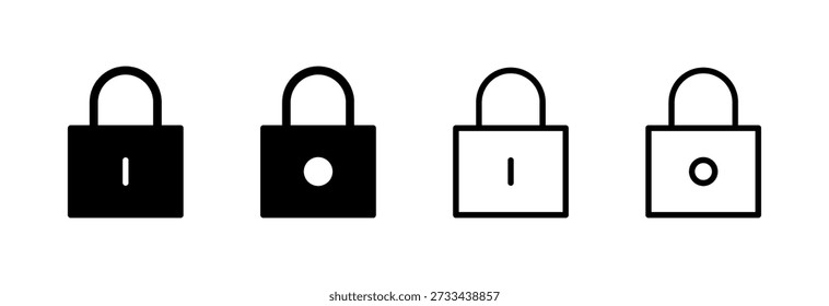 Ilustração vetorial de ícone de bloqueio. Símbolo e sinal de cadeado. Ícone de criptografia. Símbolo de segurança