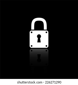 lock icon - vector illustration with reflection isolated on black