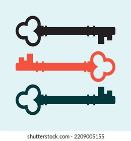 Lock icon Vector illustration, Three isolated icon locks, minimal design. Key Icon.