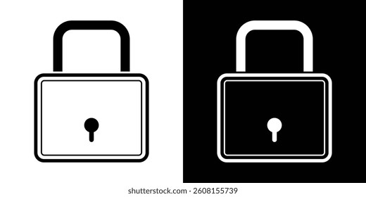 Lock icon vector isolated on white background. white and black. outline. sign. symbol. logo. eps