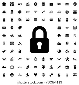 Lock icon vector isolated on white background. set of filled shopping icons.