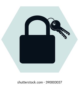 lock icon - vector with Key icon