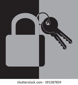 lock icon - vector with Key icon