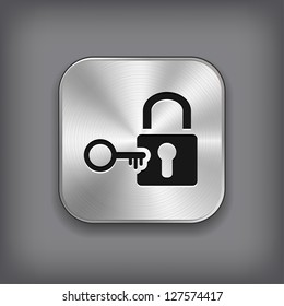 Lock icon - vector metal app button