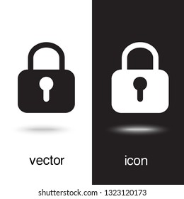 Lock icon vector on black and white background