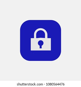 lock icon vector on blue